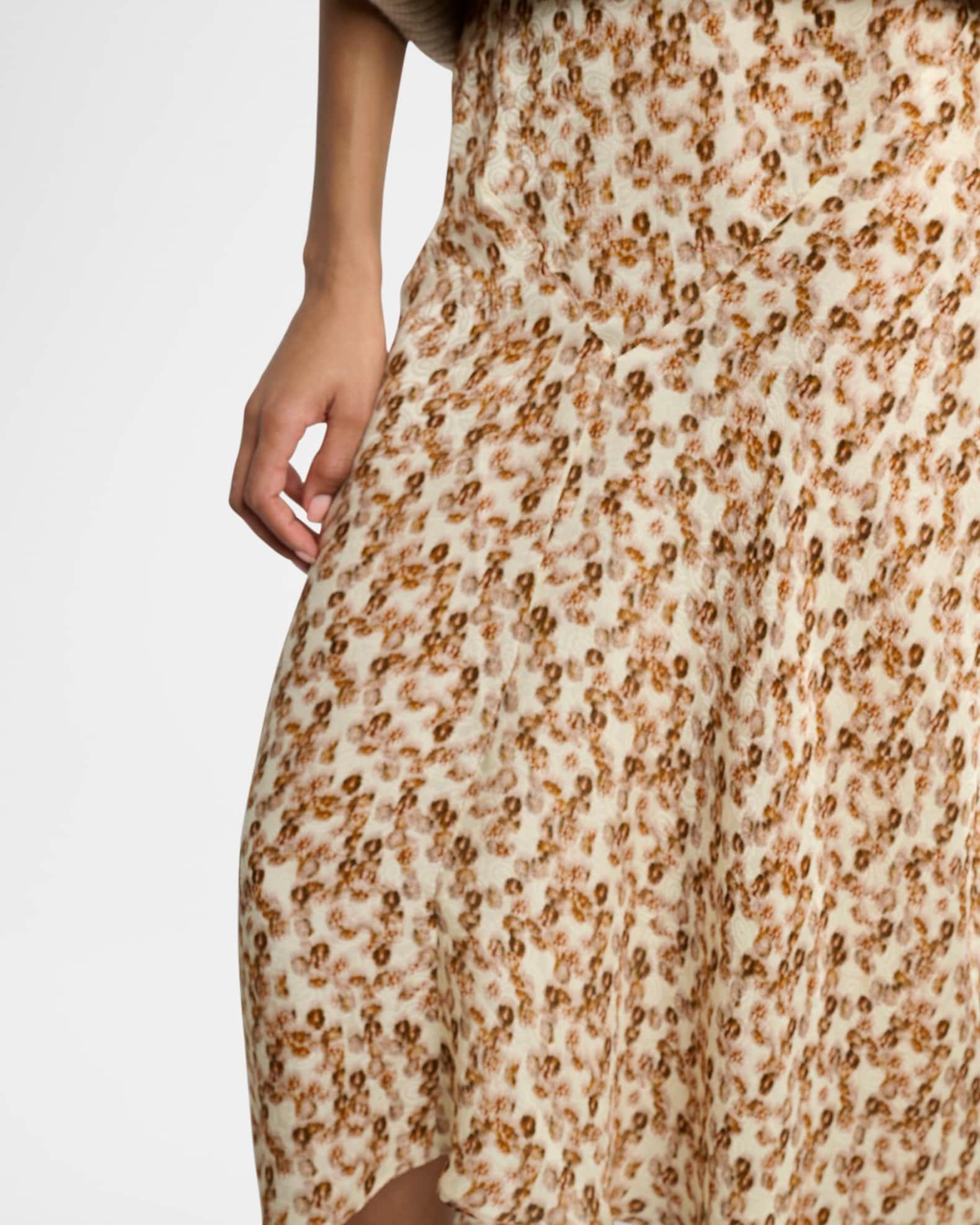 Lisanne Abstract-Print Silk Midi Skirt Product Image