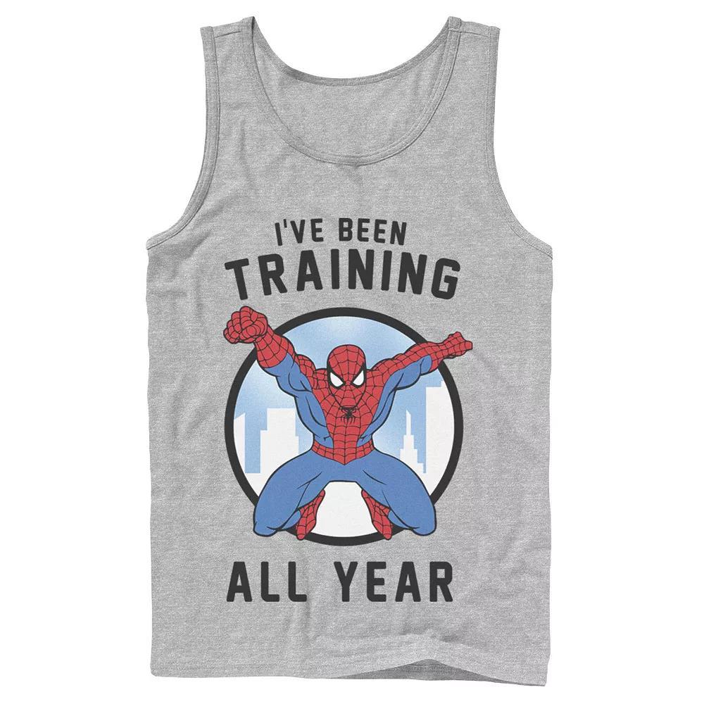 Men's Marvel Spider-Man I've Been Training All Year Tank Top, Boy's, Size: Large, Athletic Grey Product Image