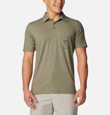 Columbia PFG Uncharted Polo (Cypress Heather) Men's Clothing Product Image