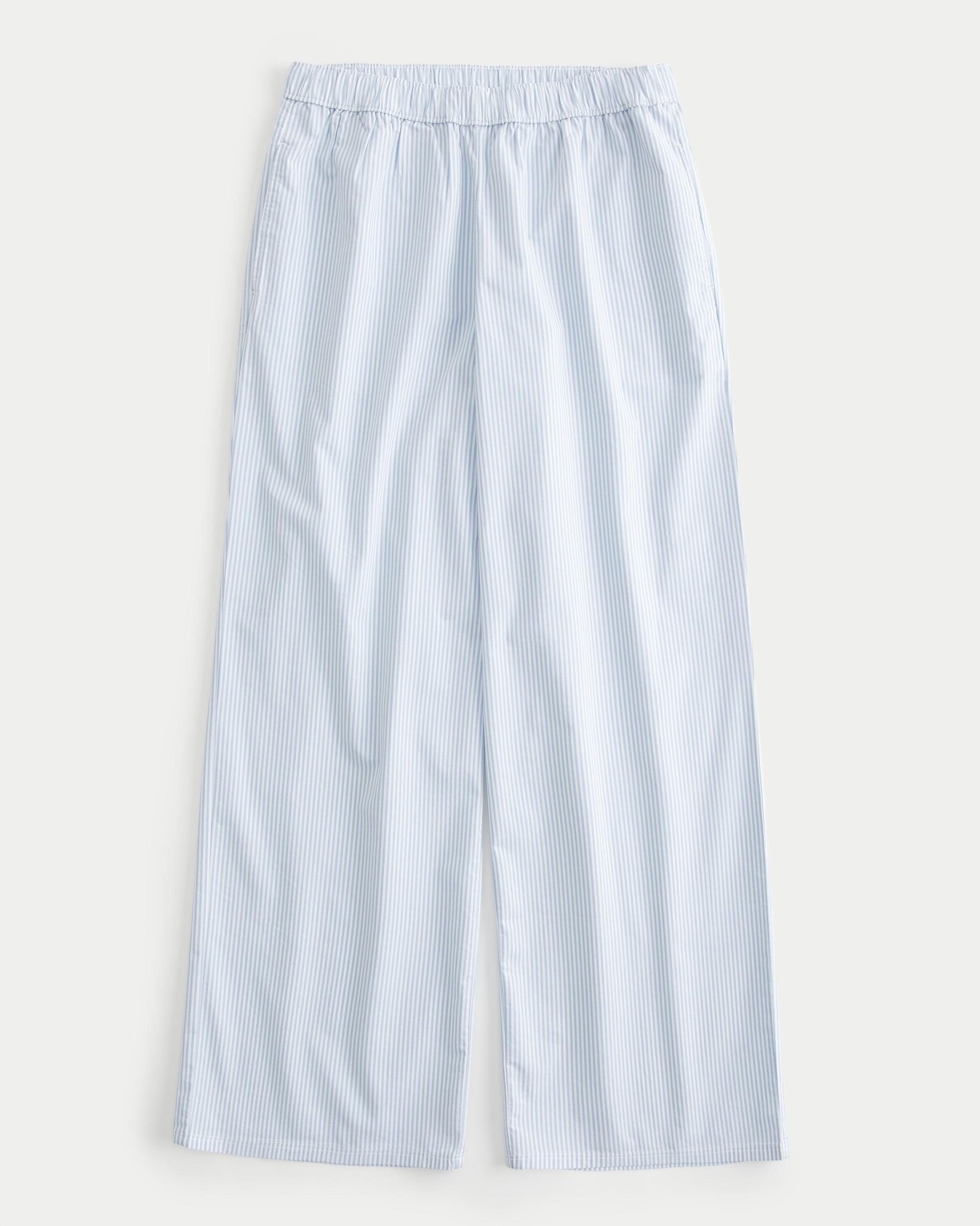 Poplin Wide-Leg Sleep Pants Product Image