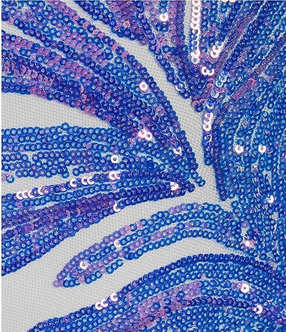 Morgan & Co. Pattern Sequin Cage Back Long Dress Product Image