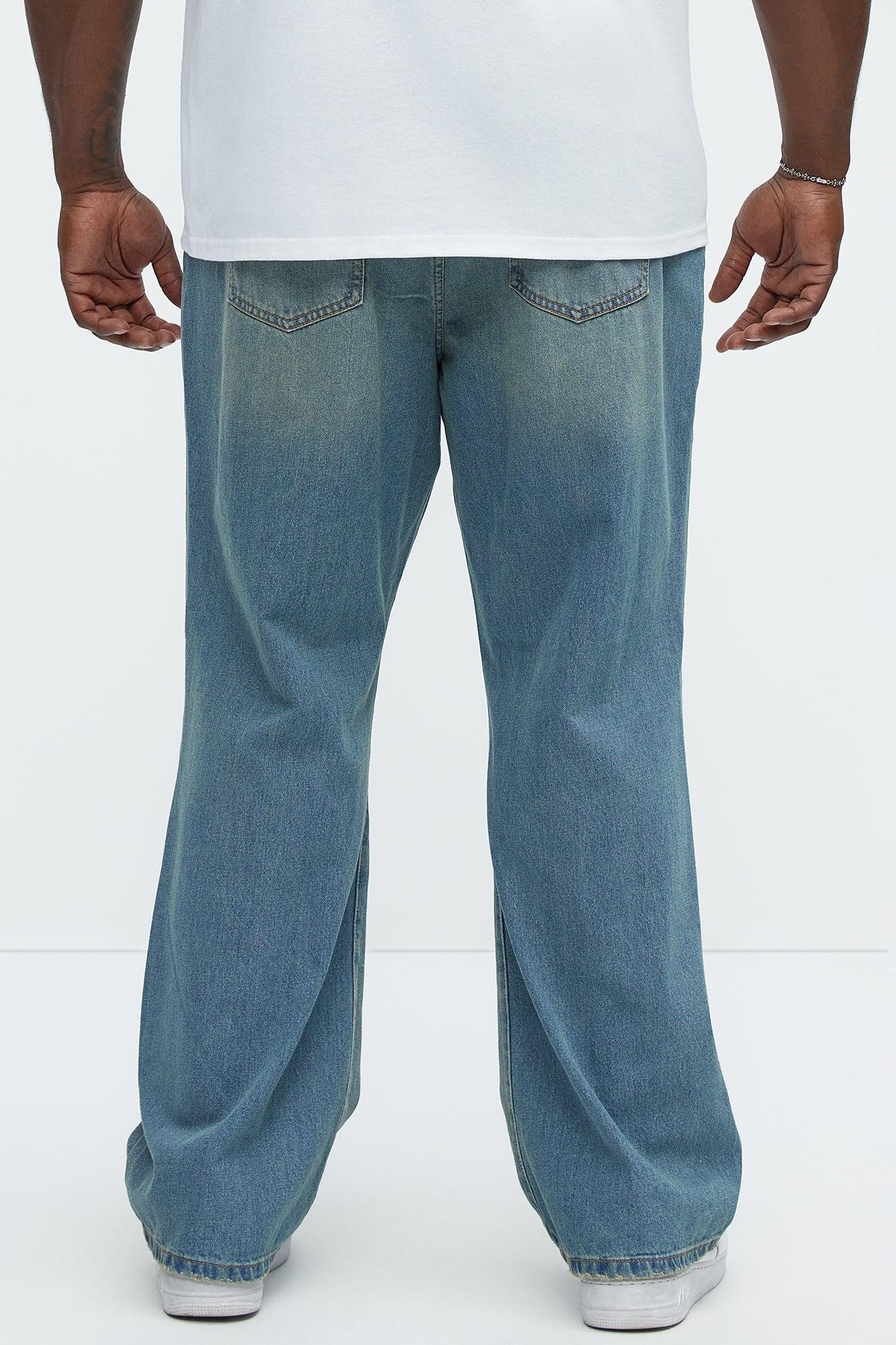 Justin Distressed Straight Jeans - Vintage Blue Wash Product Image
