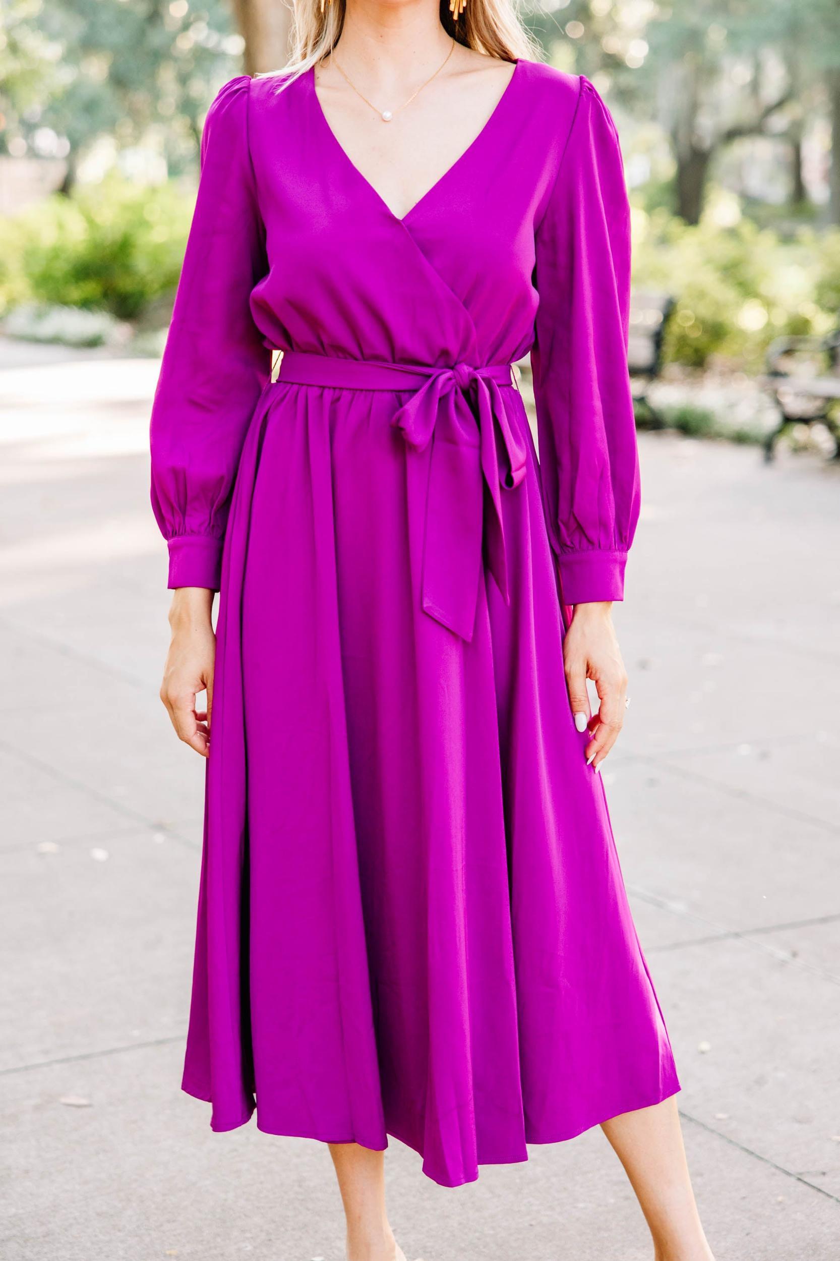 All About You Magenta Purple Midi Dress Female Product Image