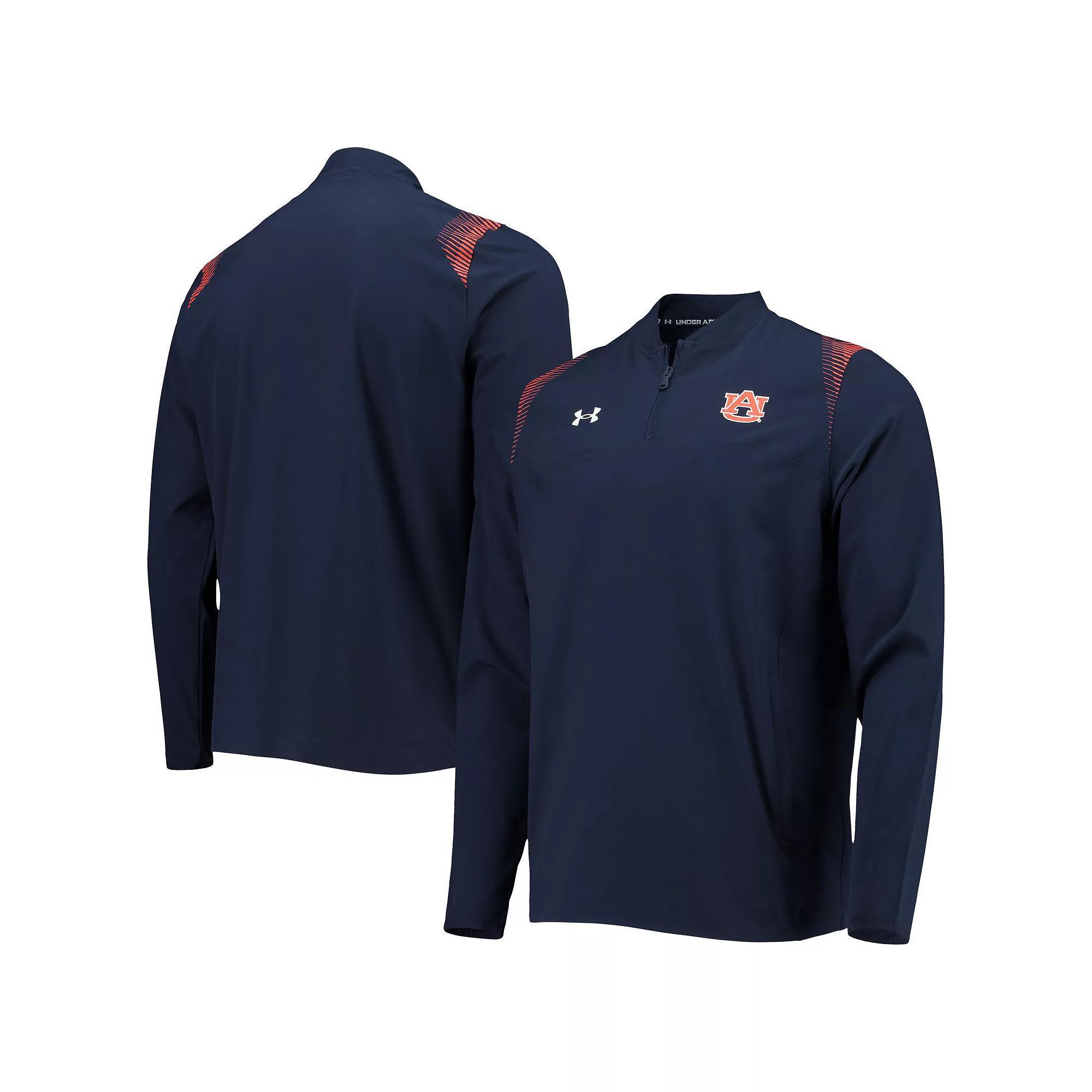 Men's Under Armour Navy Auburn Tigers 2021 Sideline Motivate Quarter-Zip Jacket, Size: Small, Blue Product Image