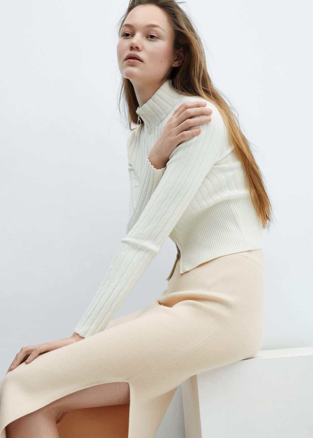 Mango knit midi slit skirt Product Image
