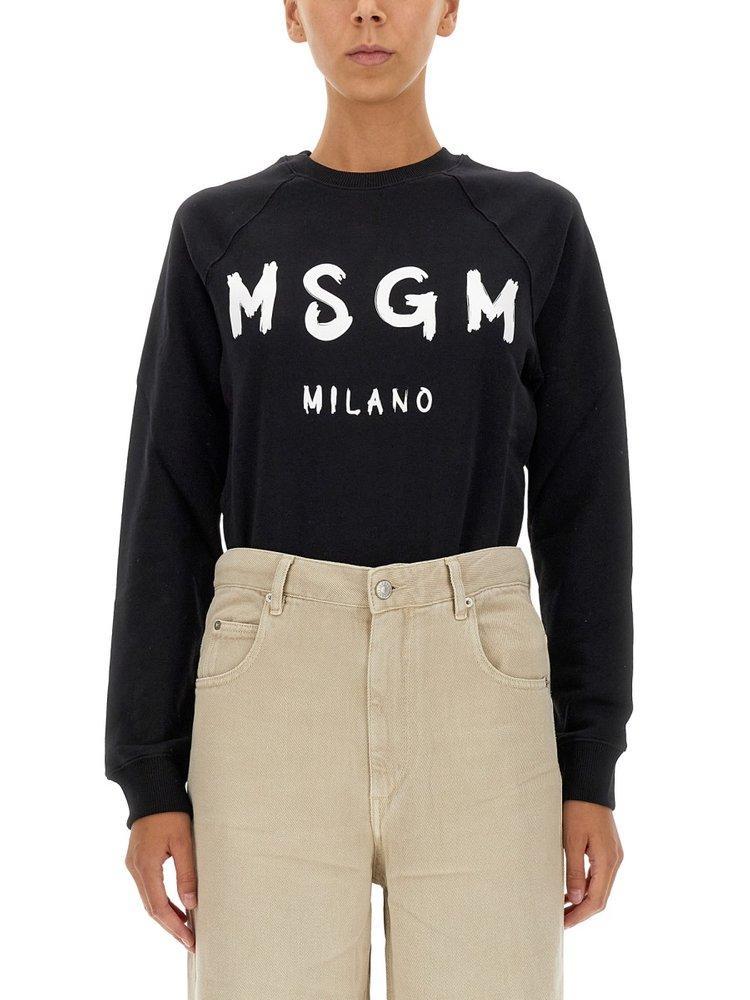 MSGM Logo Printed Ribbed Sweatshirt In Black Product Image