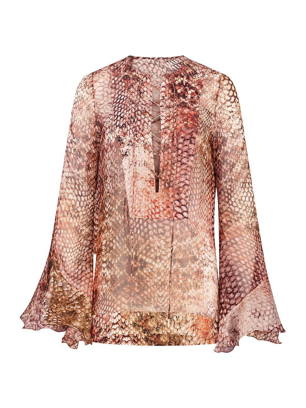 Womens Thea Snake Silk Blouse Product Image