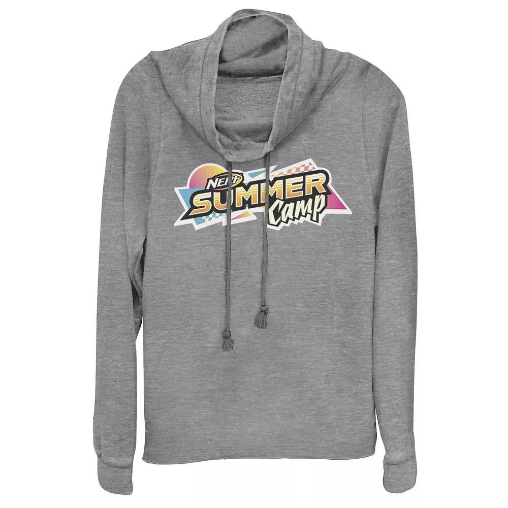 Juniors' Nerf Summer Camp 90's Style Logo Cowlneck Graphic Lightweight Long Sleeve, Girl's, Size: 4XL, Gray Grey Product Image