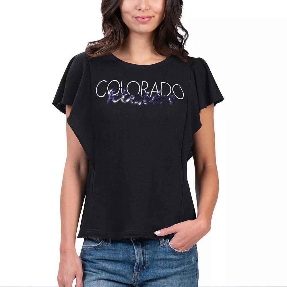 Women's G-III 4Her by Carl Banks Black Colorado Rockies Crowd Wave T-Shirt, Size: Medium Product Image