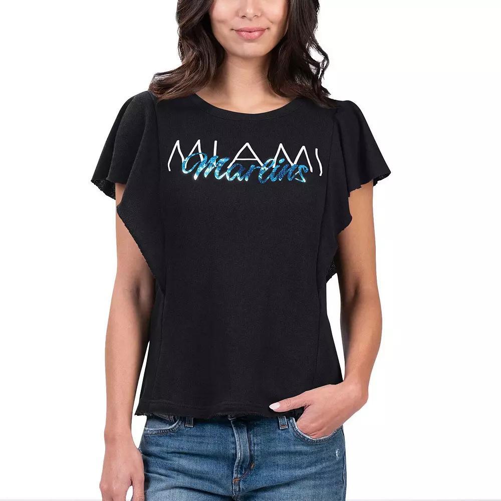 Women's G-III 4Her by Carl Banks Black Miami Marlins Crowd Wave T-Shirt, Size: 2XL Product Image