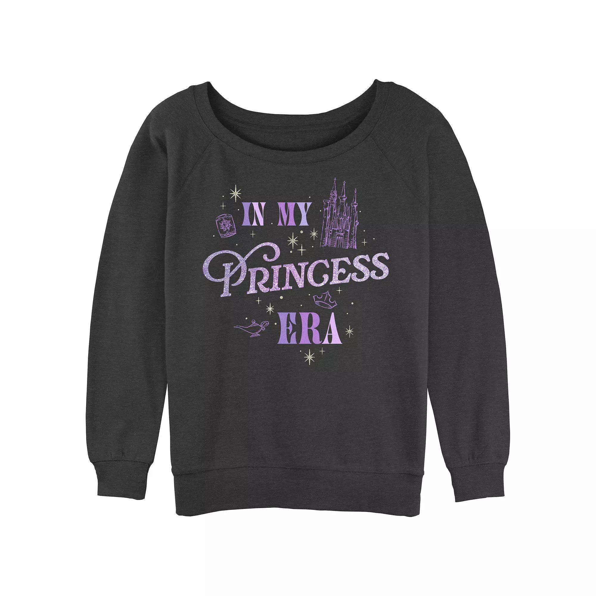 Disney Princesses Juniors' In My Princess Era Slouchy Terry Graphic Pullover, Women's, Size: Large, Grey Heather Product Image