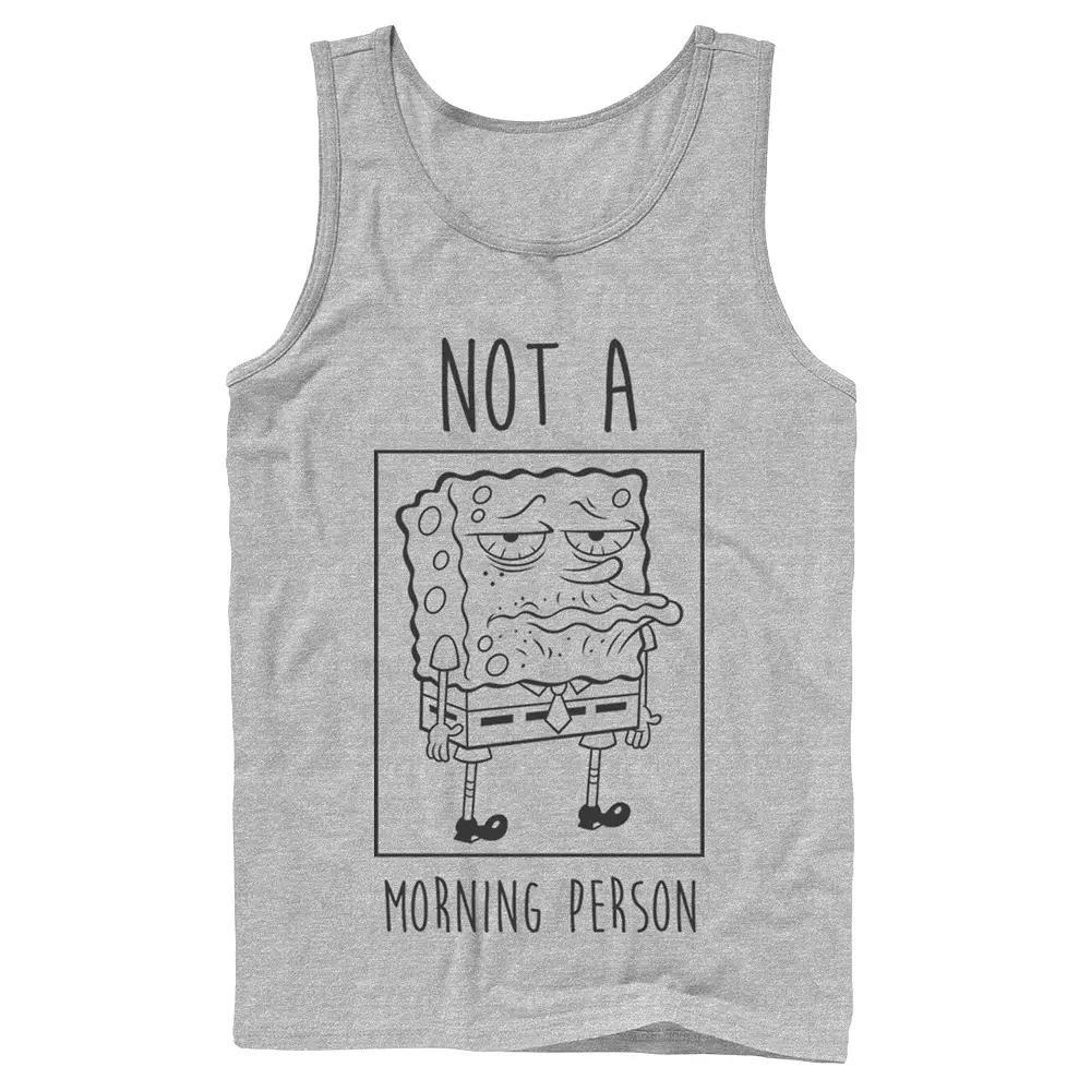 Mens Nickelodeon SpongeBob SquarePants Not A Morning Person Graphic Tank Top Athletic Grey Product Image