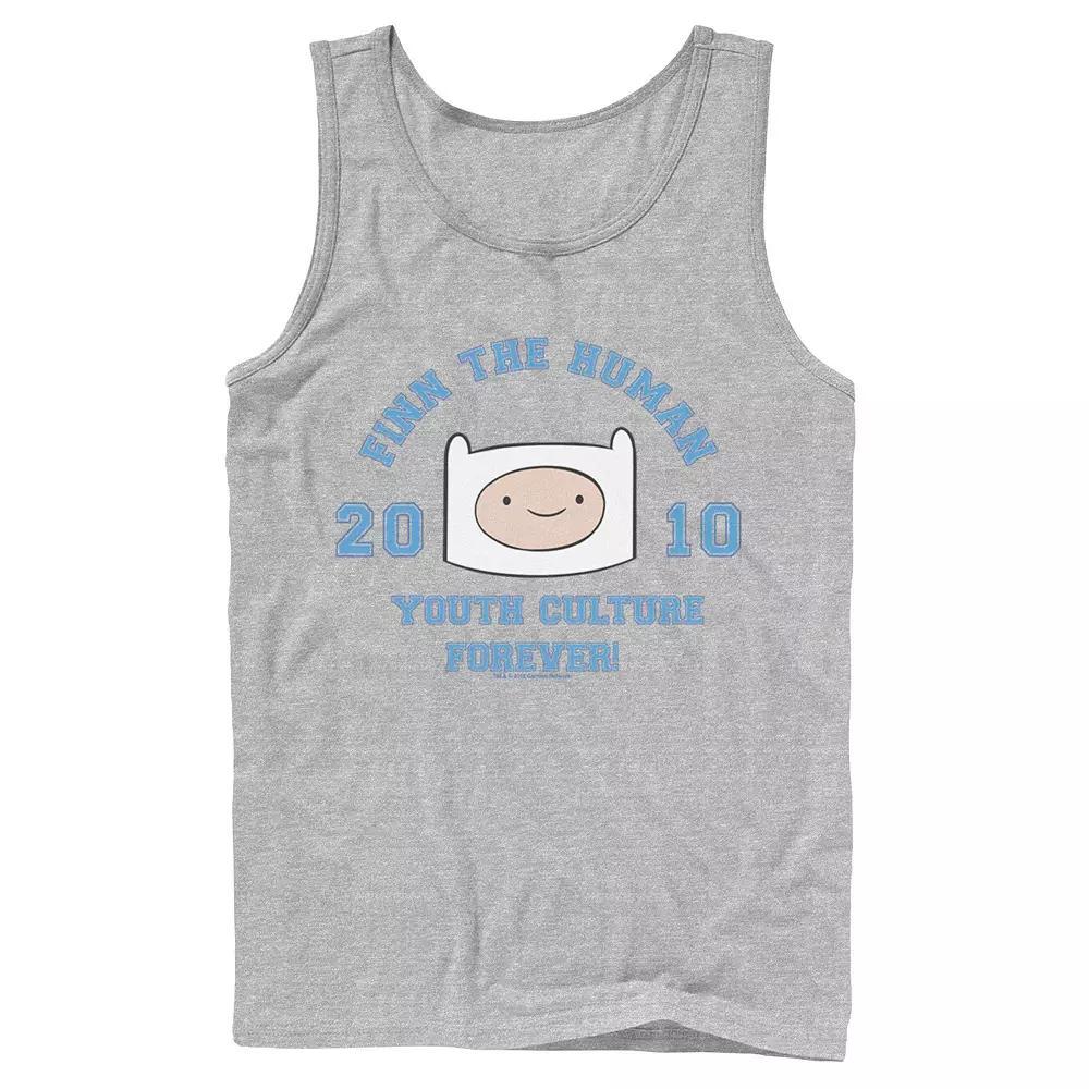 Men's Cartoon Network Adventure Time Finn The Human Youth Culture Forever Tank Top, Size: Large, Athletic Grey Product Image