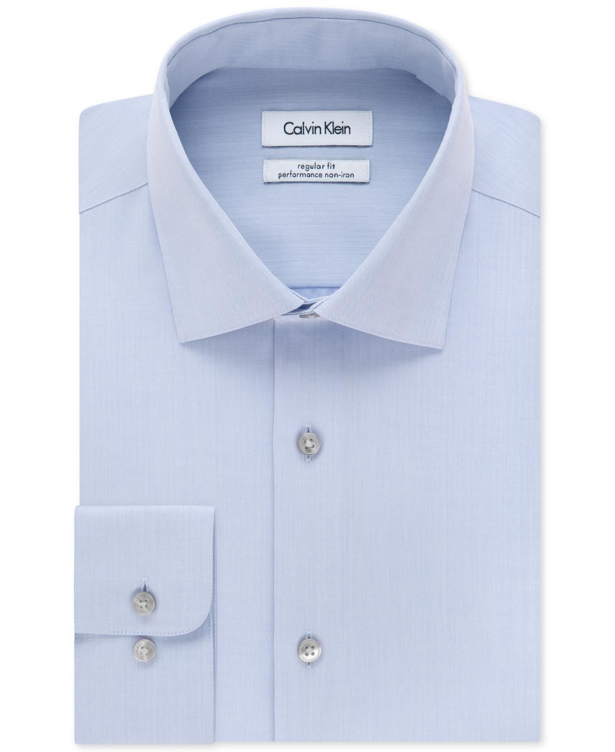 Calvin Klein Steel Mens Classic-Fit Non-Iron Performance Herringbone Dress Shirt Product Image