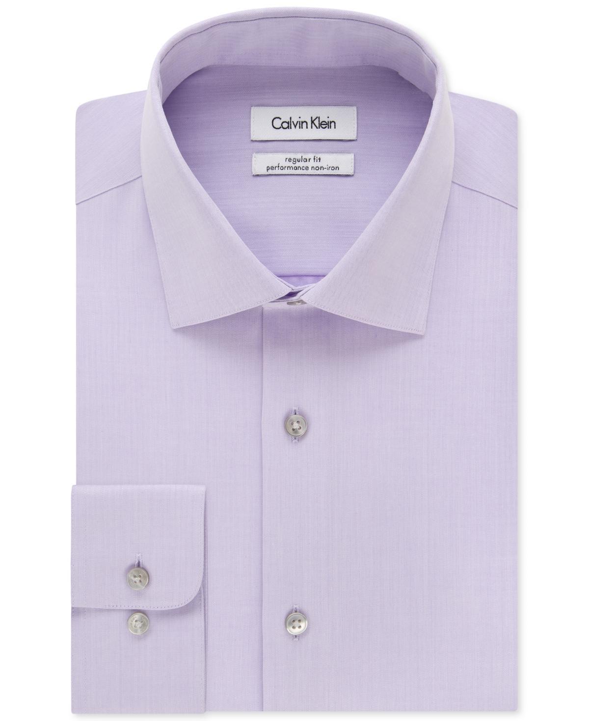 Calvin Klein Steel Mens Classic-Fit Non-Iron Performance Herringbone Dress Shirt Product Image