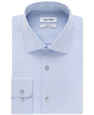 Calvin Klein Steel Mens Classic-Fit Non-Iron Performance Herringbone Dress Shirt Product Image