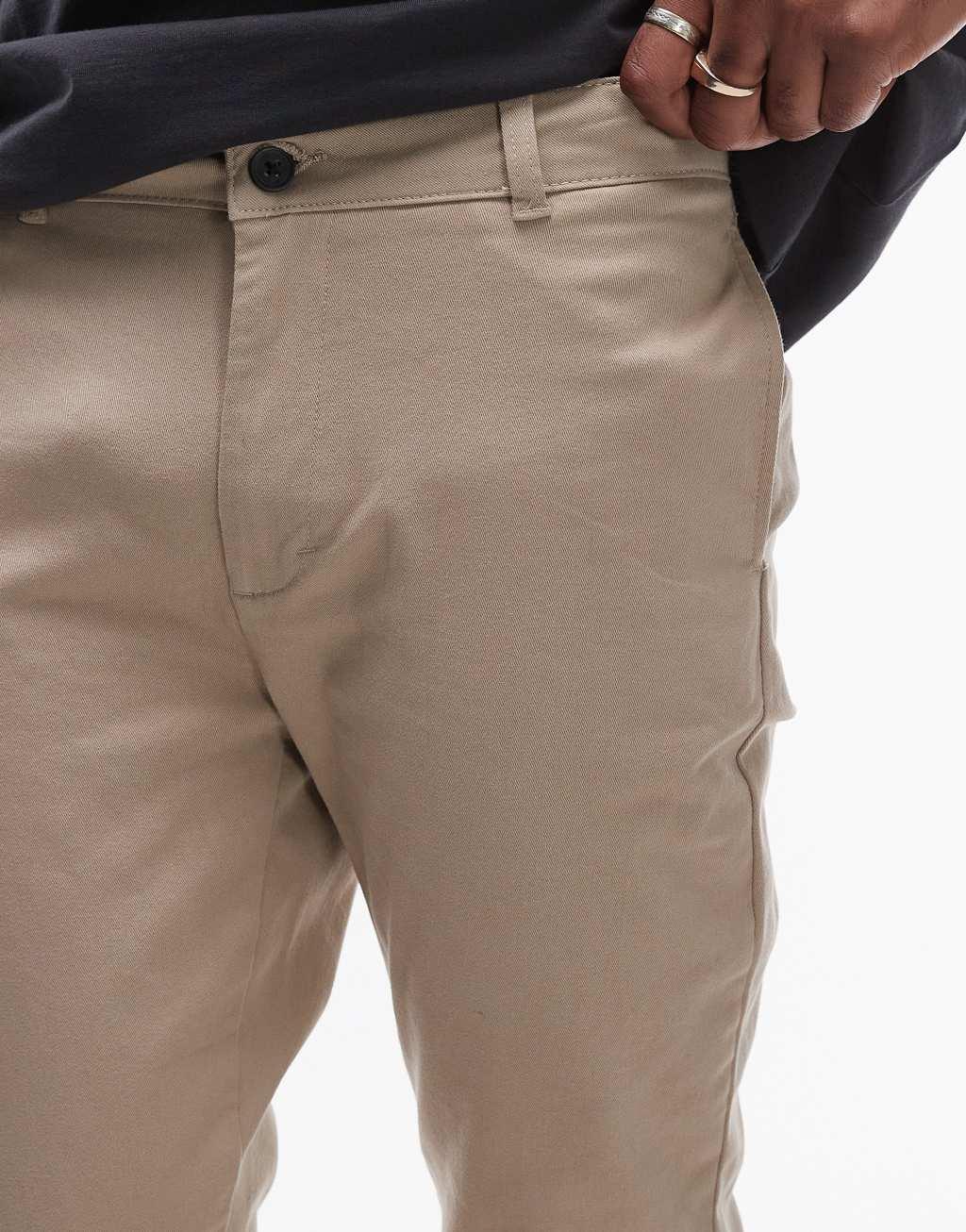 Topman skinny chino pants in stone Product Image