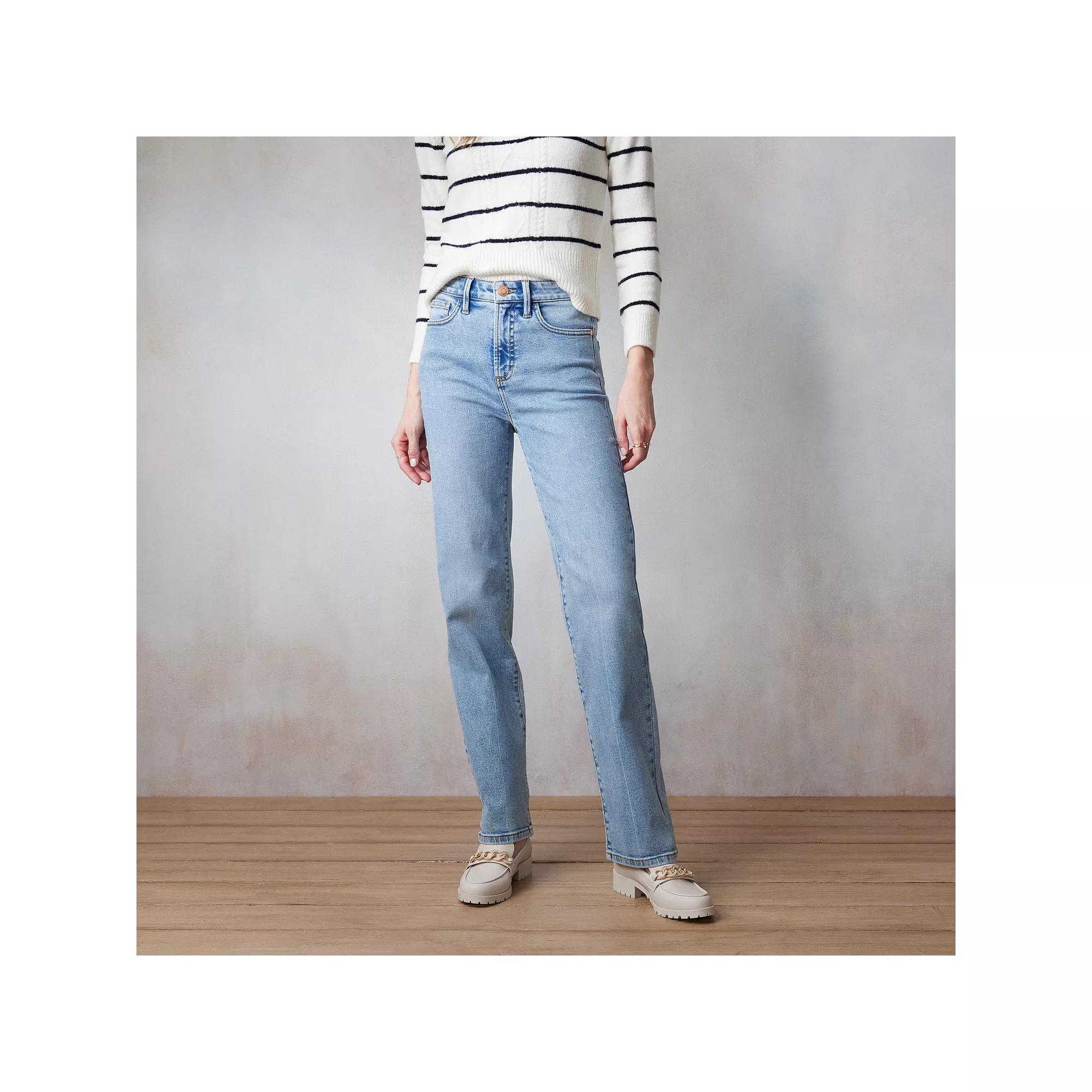Women's LC Lauren Conrad Super High-Rise True Straight Jeans, Size: 16, Blue Product Image
