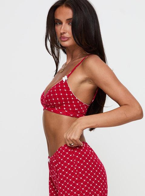 Slumber Pointelle Sleep Bralette Red Product Image