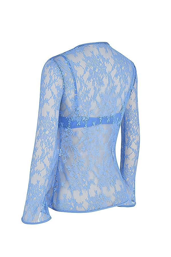 Clara  blue satin bias cut midi skirt Product Image