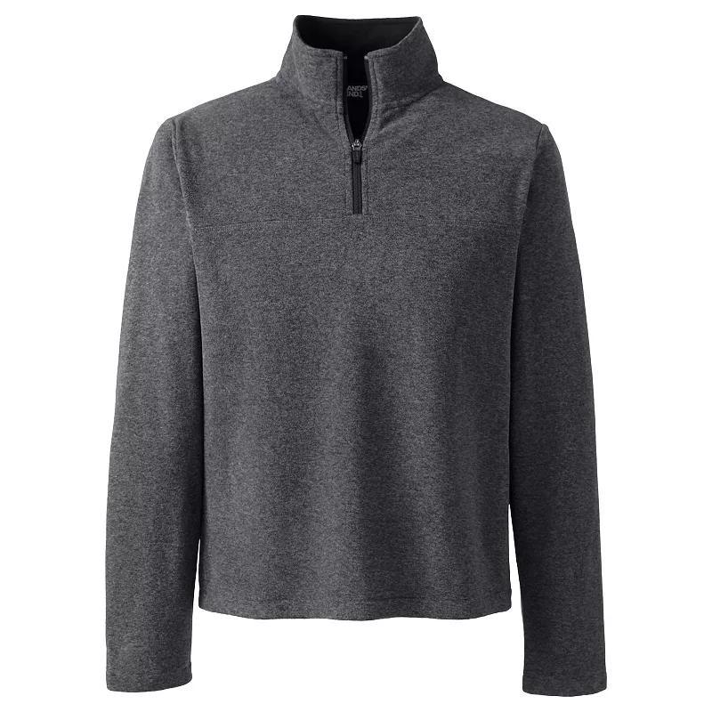 Big & Tall Lands End Fleece Quarter-Zip Pullover, Mens Dark Grey Heather Product Image