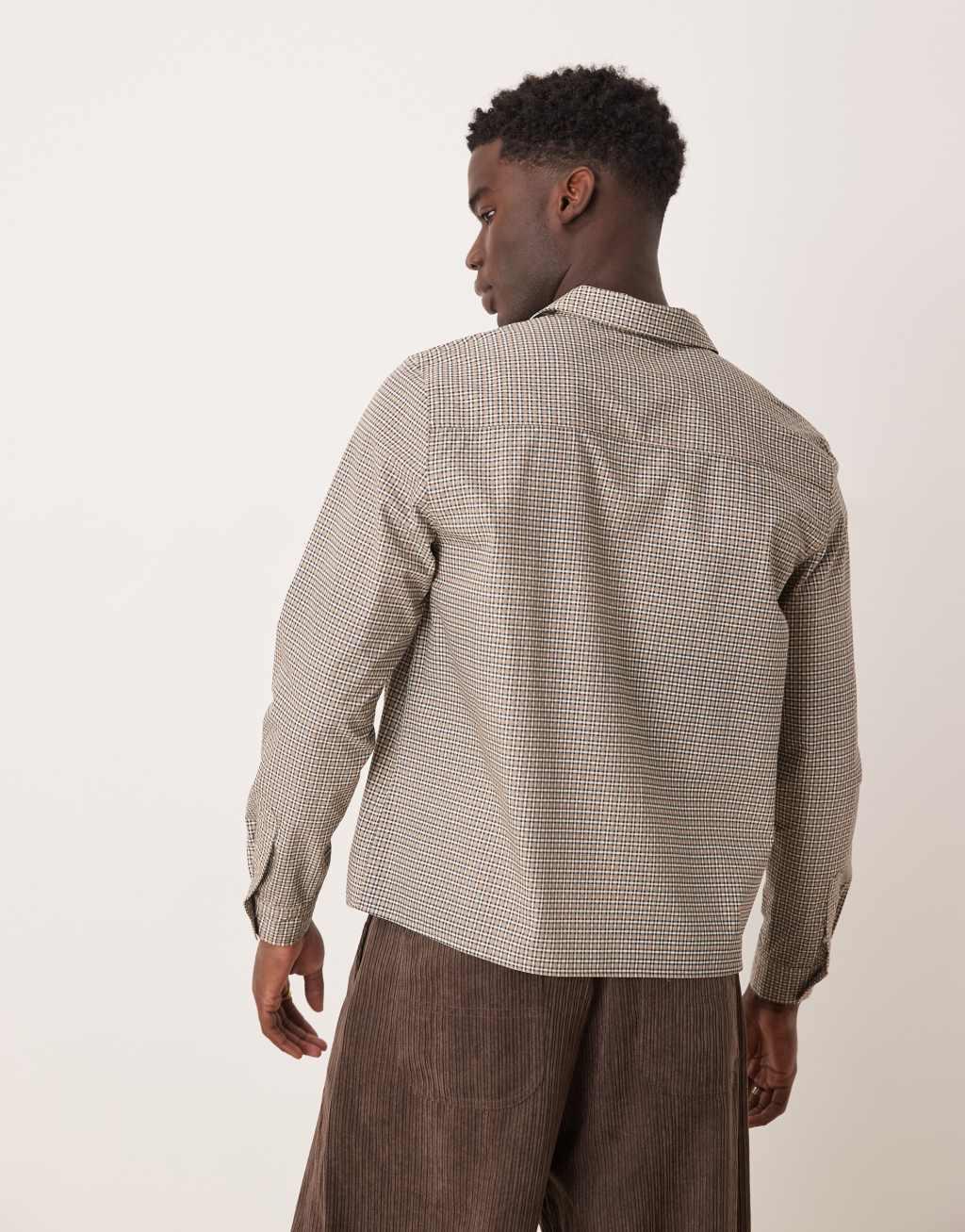 ASOS DESIGN relaxed fit shirt in brown plaid Product Image