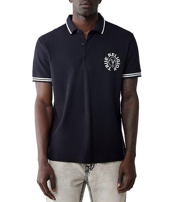 True Religion Buddha Face Graphic Short Sleeve Polo Shirt Product Image