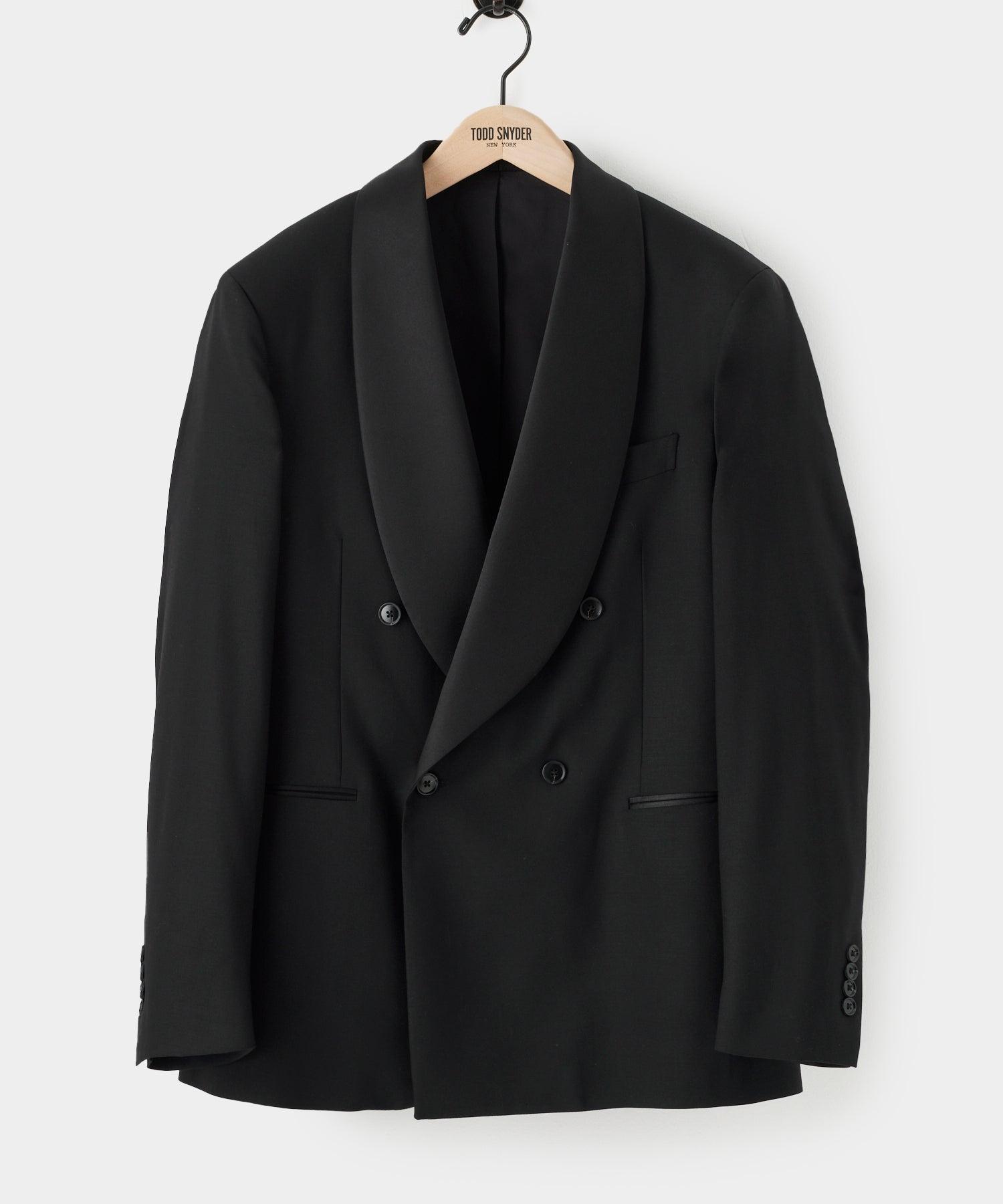 Italian Double Breasted Shawl Tuxedo Jacket in Black Product Image