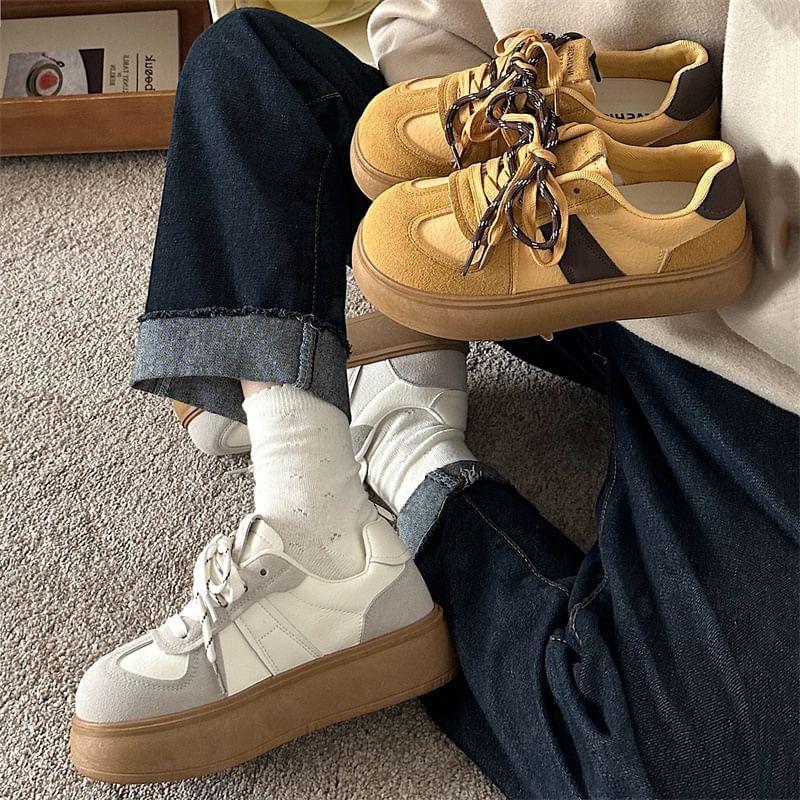 Color Block Platform Sneakers Product Image