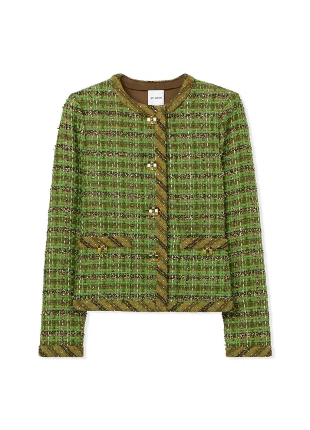 ST JOHN Lurex Eyelash Tweed Jacket In Cyms Product Image