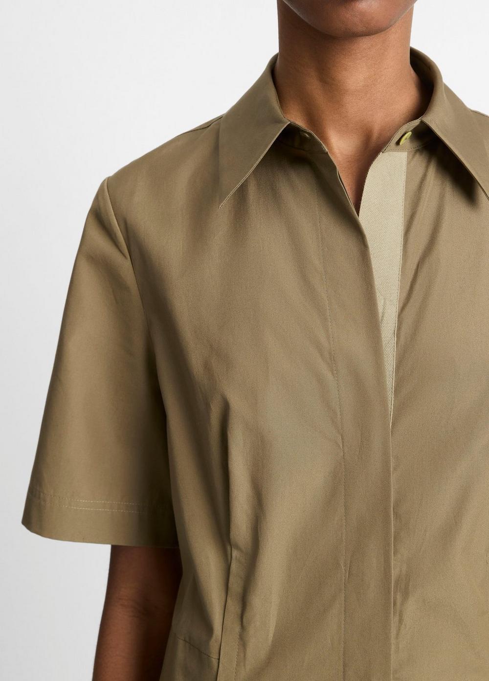 Womens Canvas Tape Cotton Shirt Dress, Moss Smoke, Size S Vince Product Image