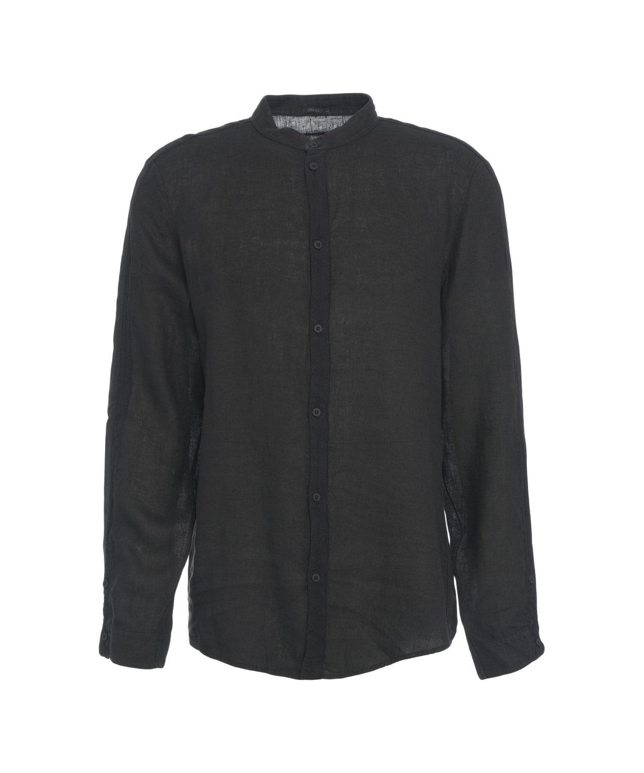 Linen shirt with mandarin collar Product Image