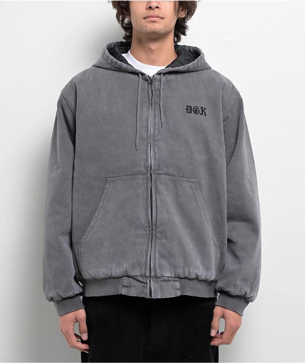 DGK Watcher Grey Wash Hooded Canvas Jacket Product Image