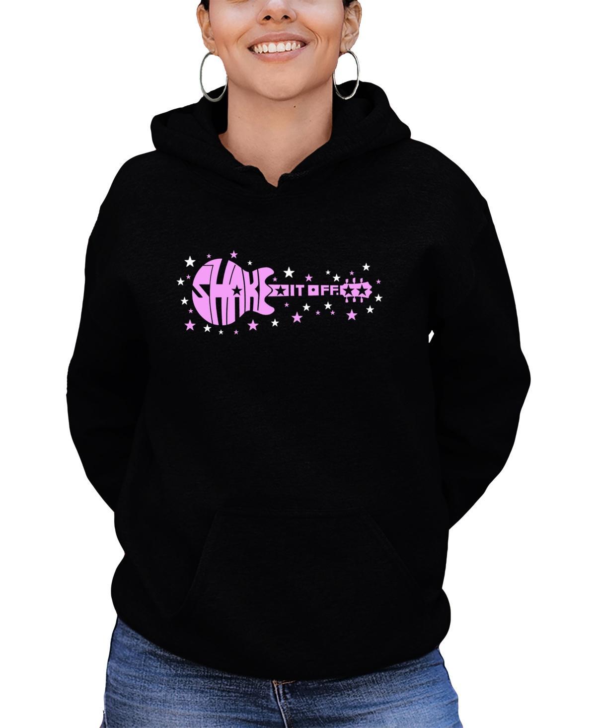 La Pop Art Womens Fireworks American Flag Word Art Hooded Sweatshirt Product Image