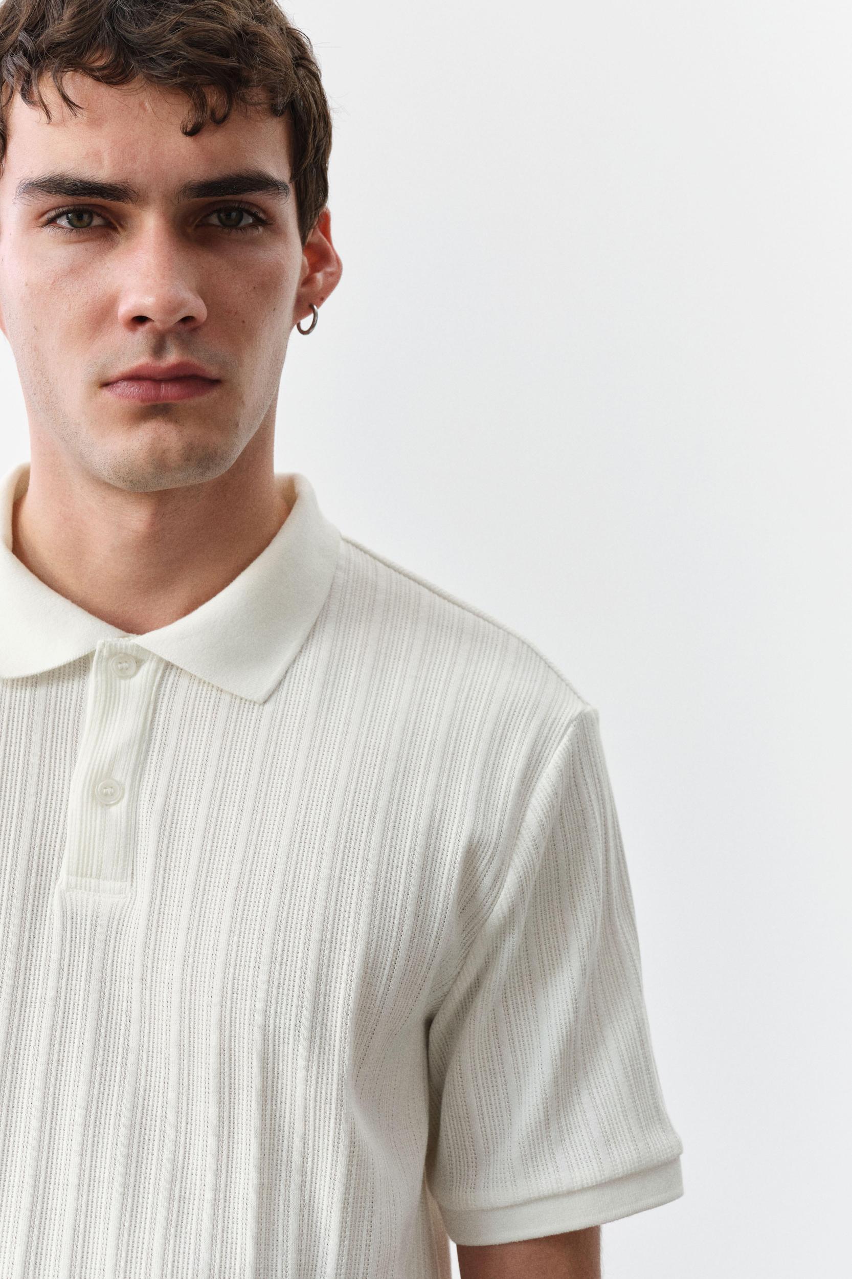 Slim-Fit Textured Jersey Polo Shirt Product Image