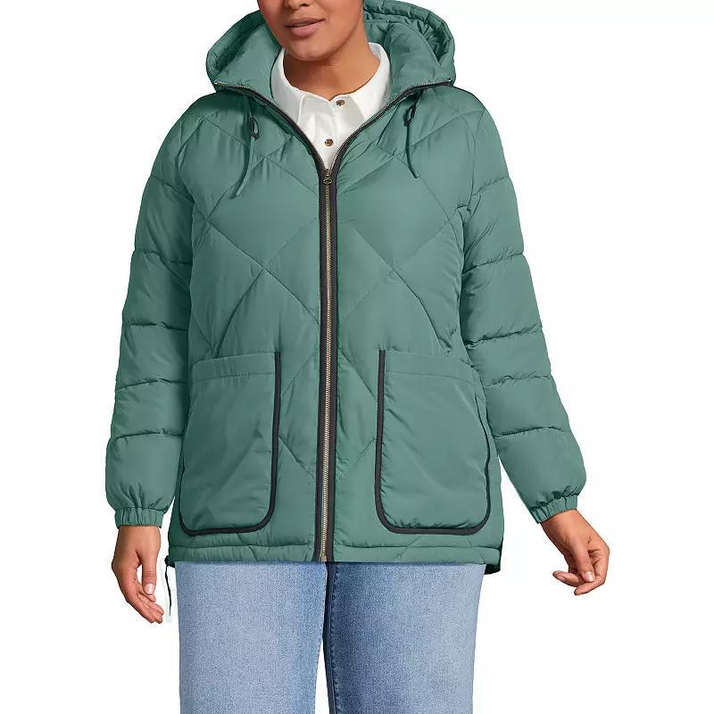 Plus Lands' End FeatherFree Insulated Hooded Quilted Jacket, Women's, Size: 3XL, Dark Auburn Brown Product Image