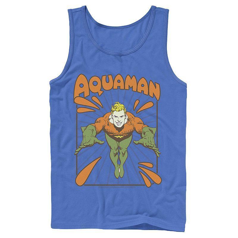 Men's DC Comics Aquaman Simple Text Logo Portrait Tank Top, Size: Large, White Product Image