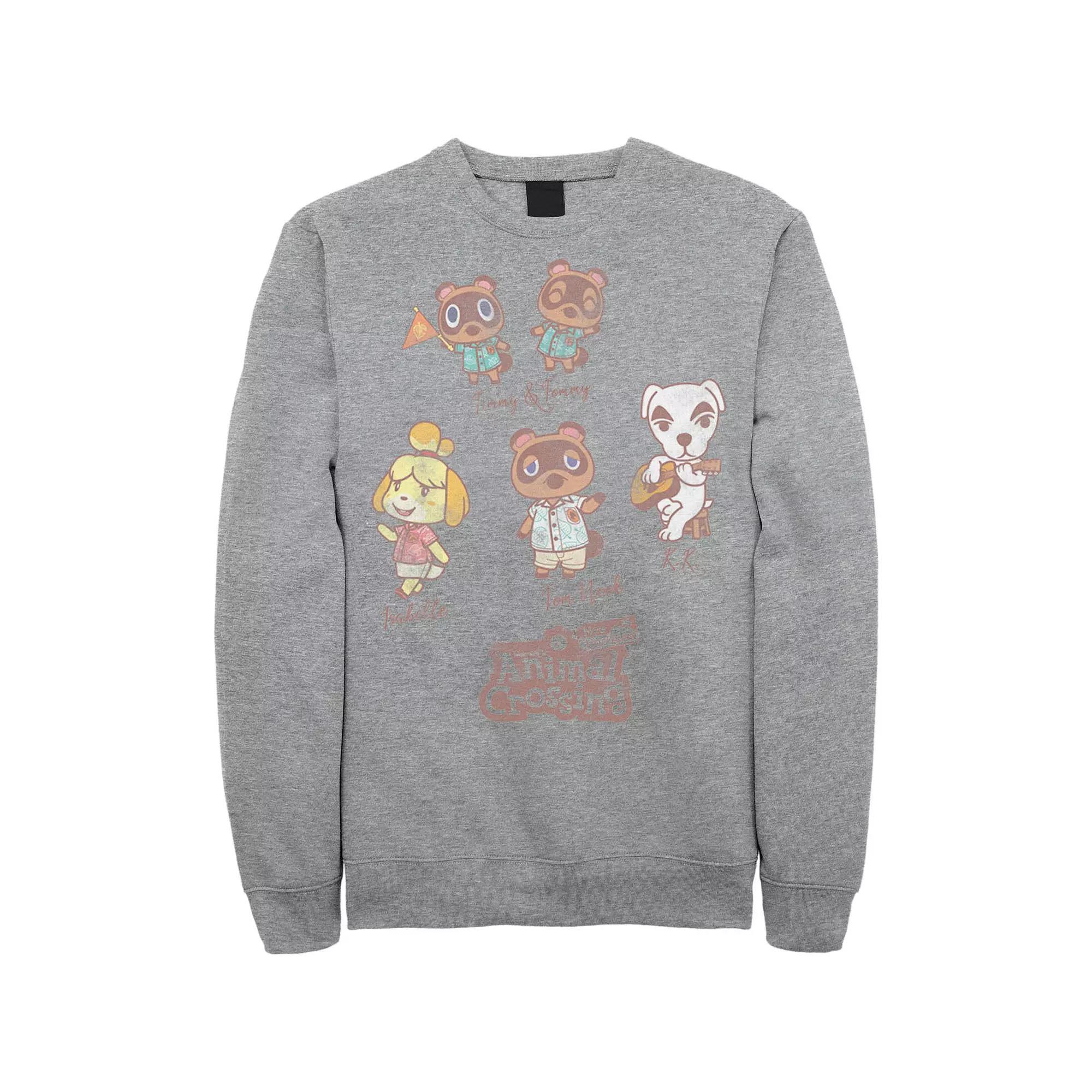 Men's Nintendo Character Textbook Group Shot Text Sweatshirt, Size: Large, Athletic Grey Product Image