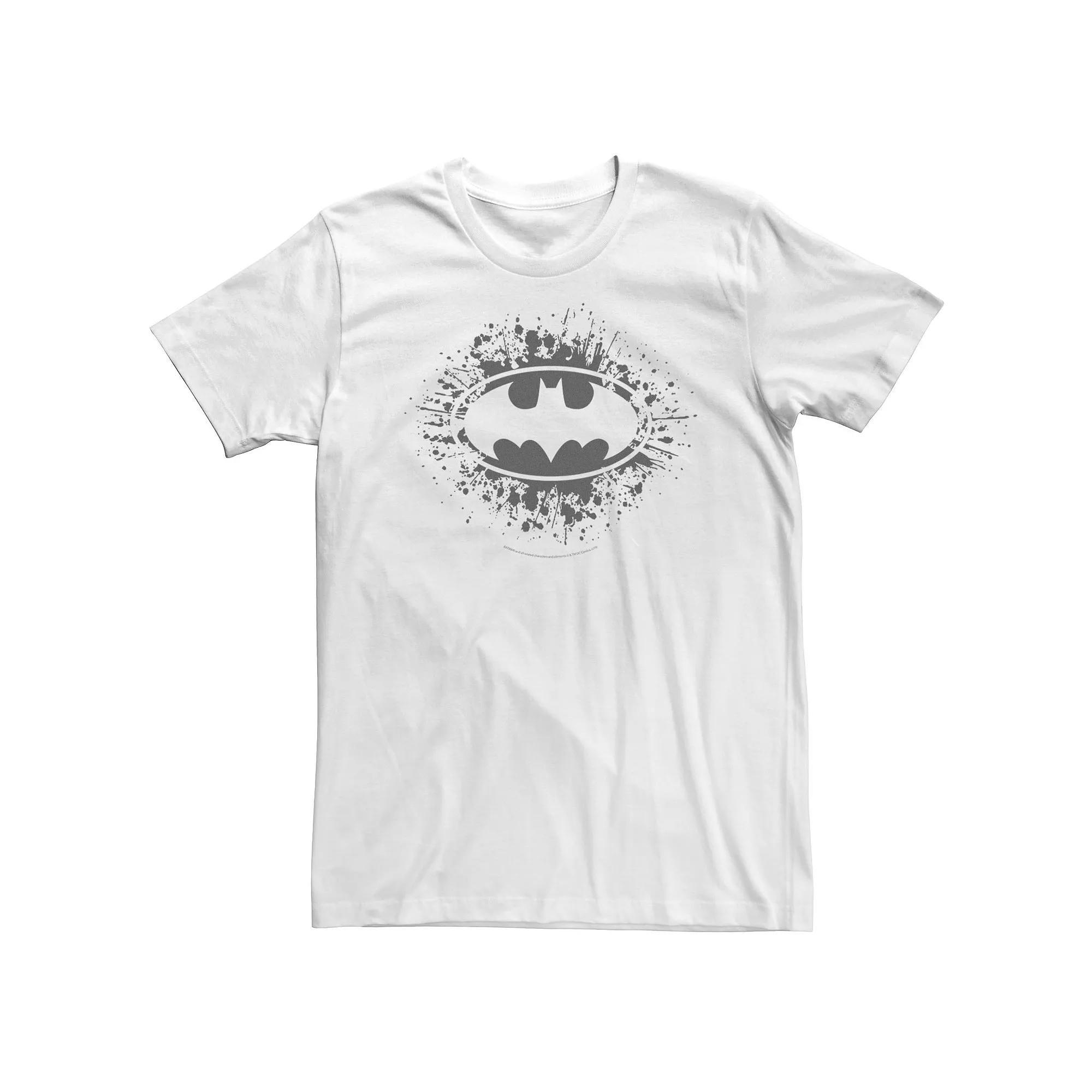 Big & Tall DC Comics Batman Splatter Logo Tee, Men's, Size: XL Tall, White Product Image