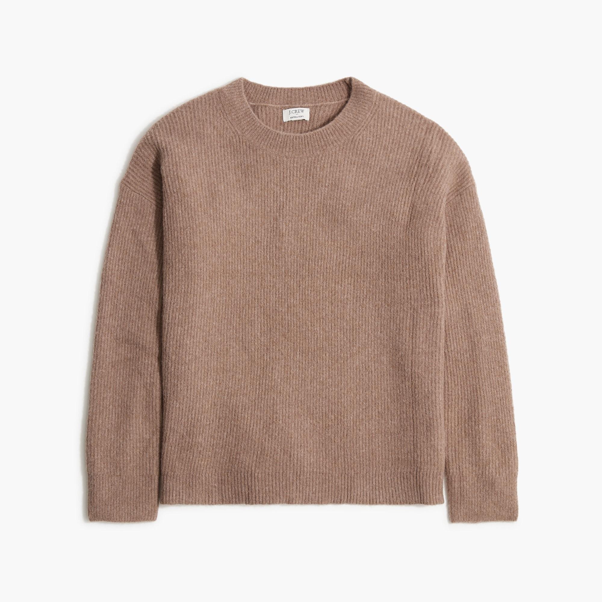 Ribbed boyfriend crewneck sweater in extra-soft yarn Product Image