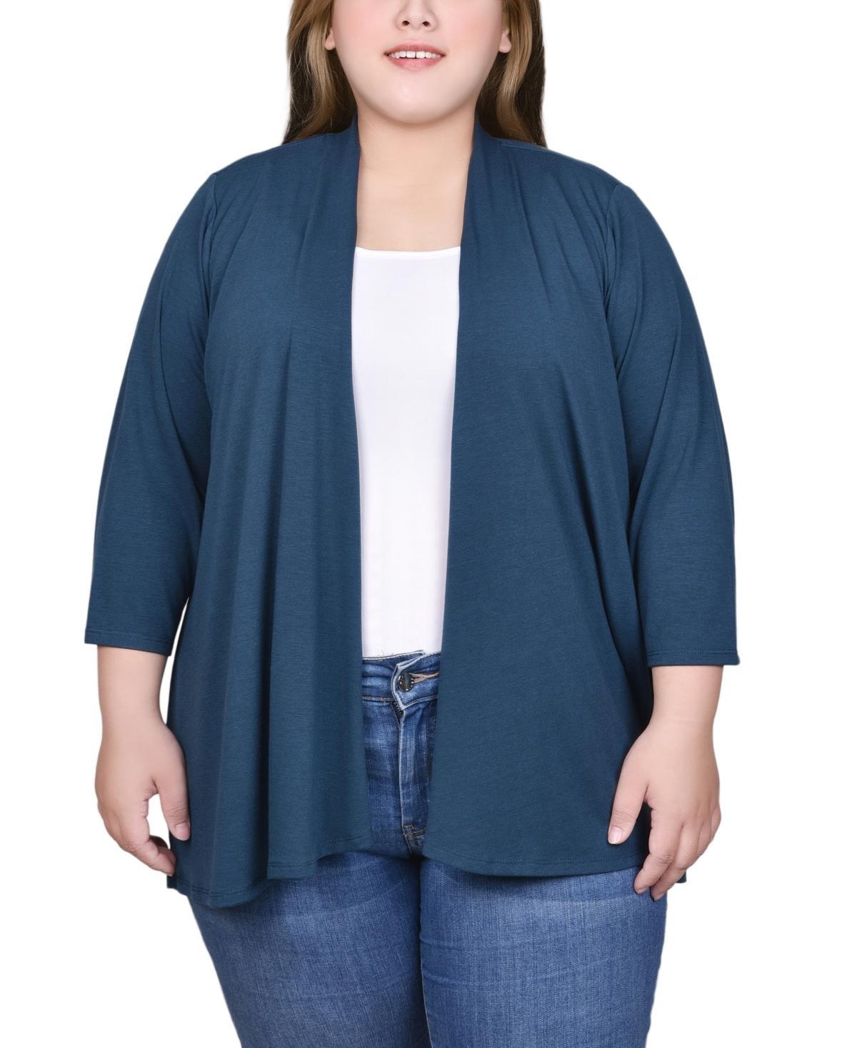 Ny Collection Plus Size Draped Open-Front Cardigan Sweater Product Image