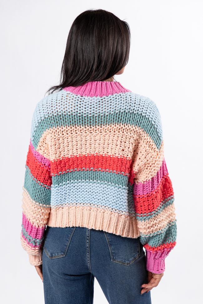 In Line Peach Multi Chunky Striped Sweater SALE Product Image