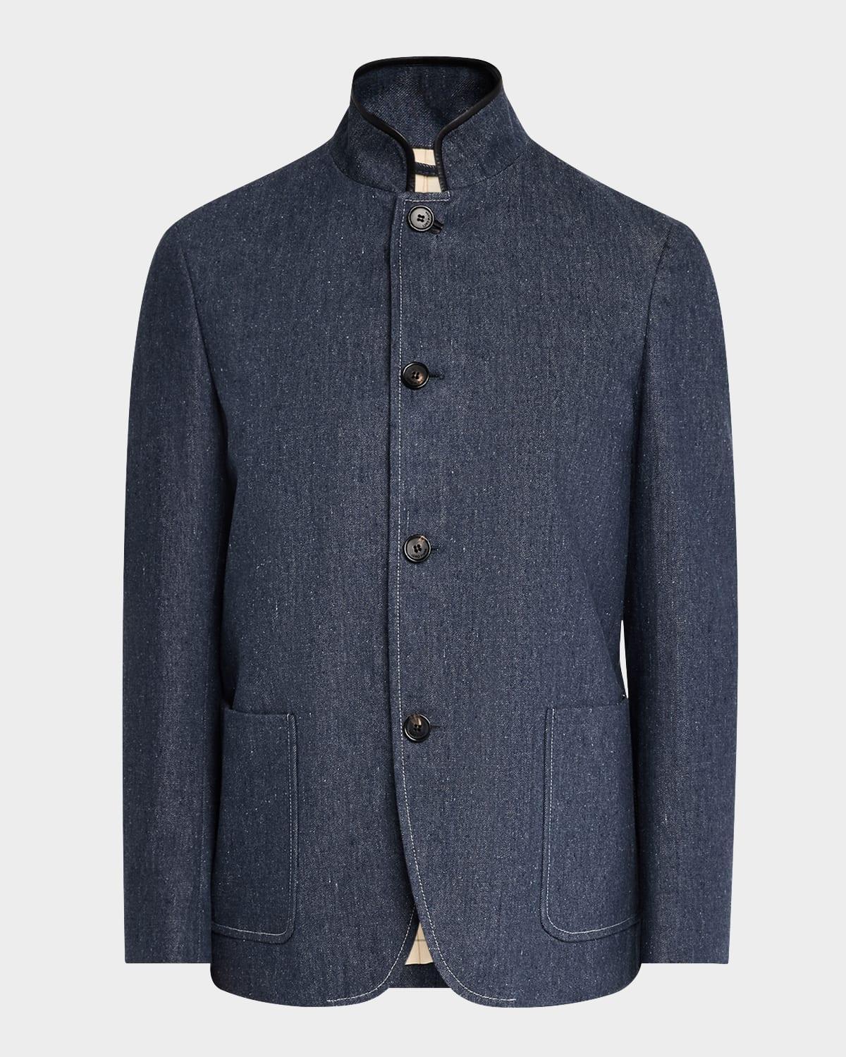 Mens Spagna Single-Breasted Denim Jacket Product Image