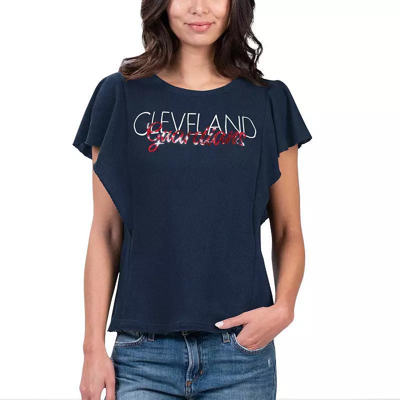 Women's G-III 4Her by Carl Banks Navy Cleveland Guardians Crowd Wave T-Shirt, Size: Large, Grd Blue Product Image