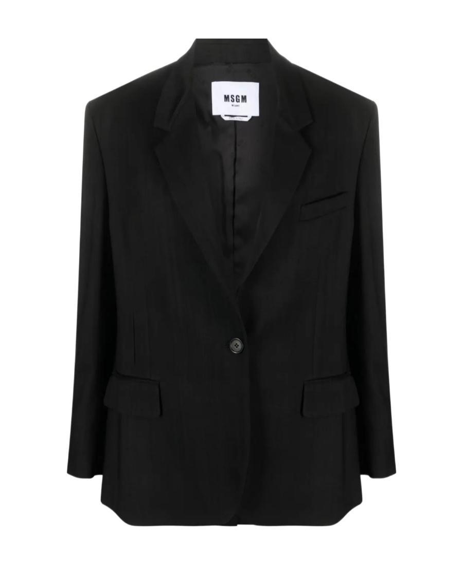 MSGM Notched-lapels Single-breasted Blazer In Black Product Image