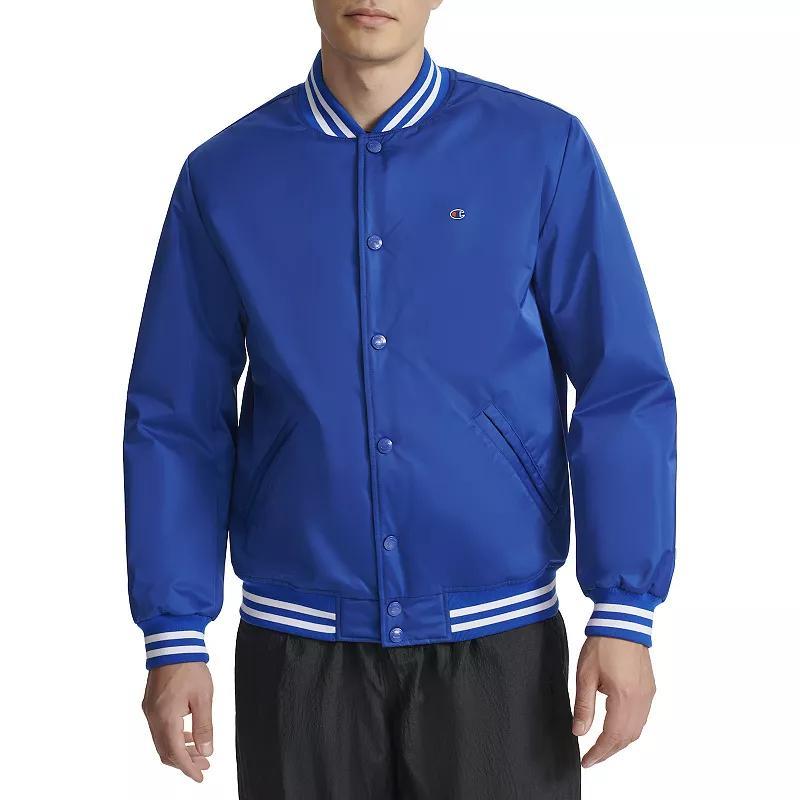 Men's Champion® Classic Varsity Bomber Jacket with Quilted Lining, Size: Large, Black Product Image