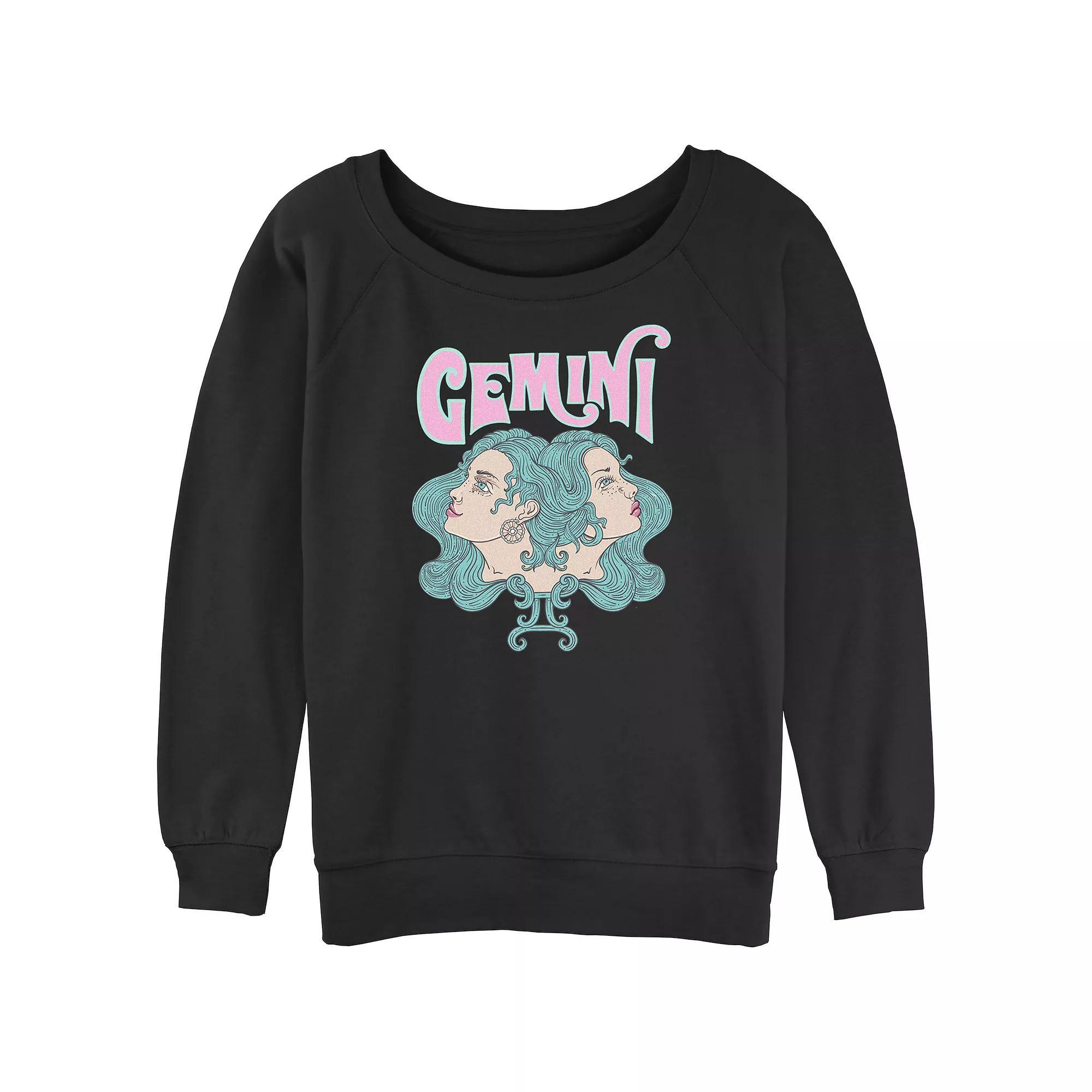 Juniors' Mad Engine Zodiac Gemini Sign Two-faced Woman Slouchy Graphic Sweatshirt, Girl's, Size: XXL, Black Product Image