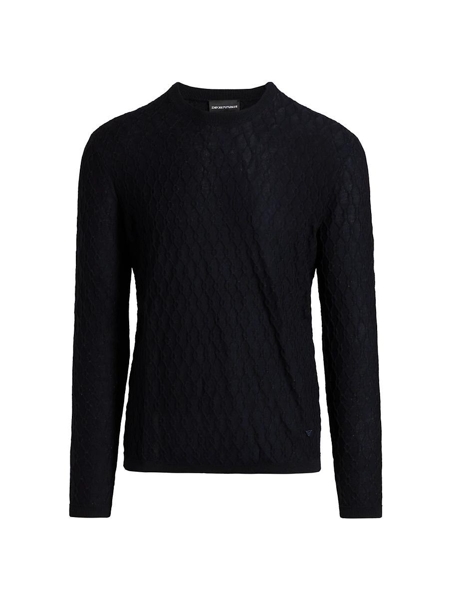 Mens Textured Wool Jacquard Crewneck Sweater Product Image