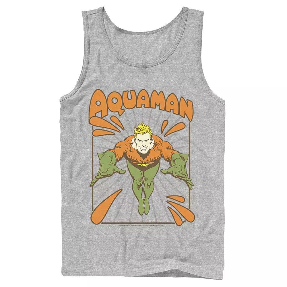 Mens DC Comics Aquaman Simple Text Logo Portrait Tank Top Athletic Grey Product Image