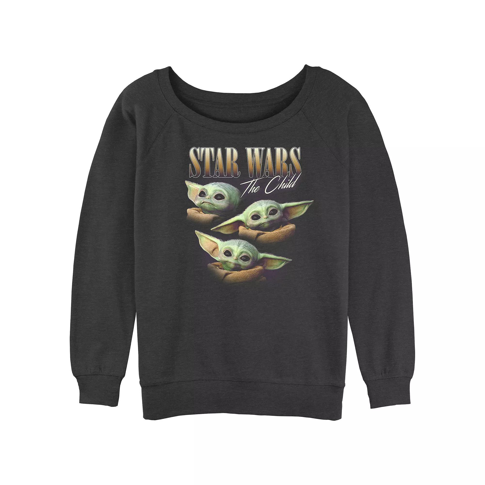 Juniors' The Mandalorian Star Wars The Child Slouchy Terry Graphic Pullover, Women's, Size: Medium, Grey Heather Product Image